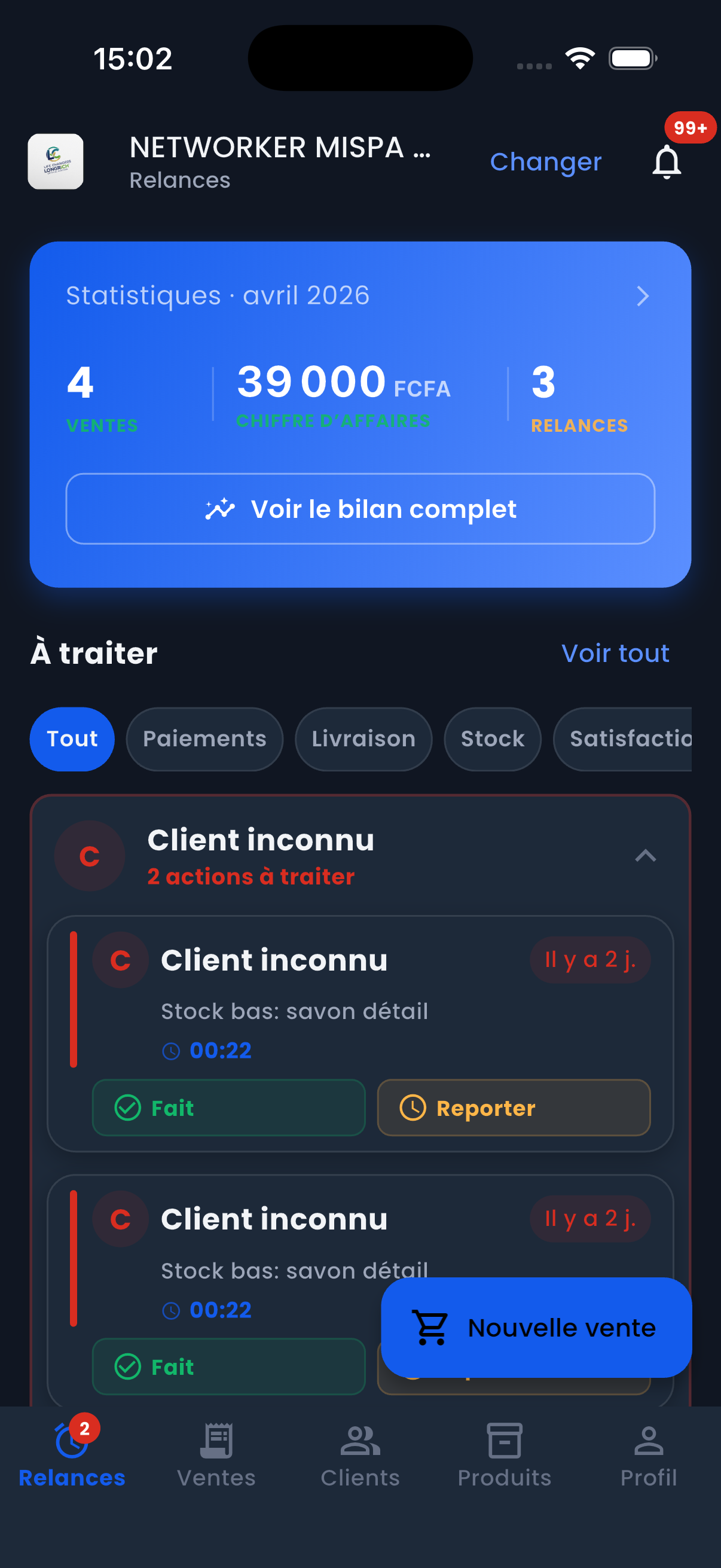 Relances WhatsApp Next Sales